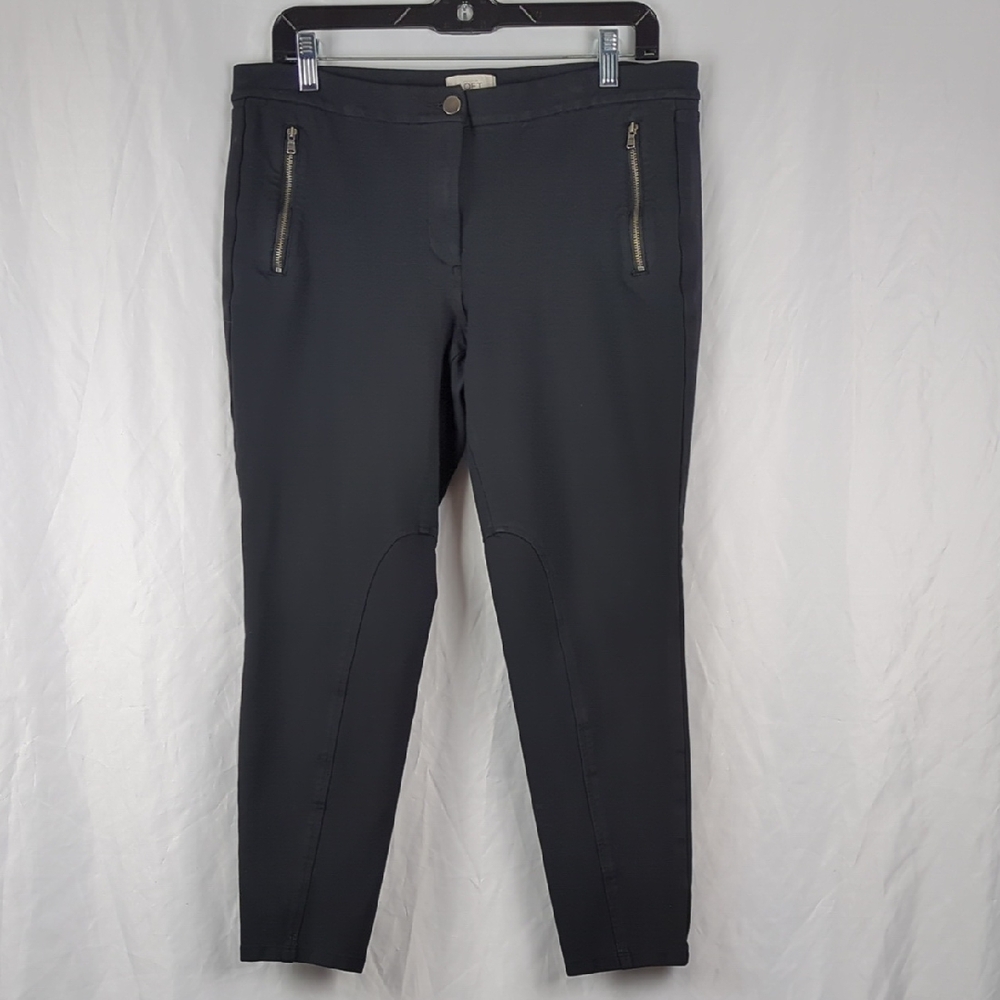 LOFT Women's Pants Black Bi-Stretch Riding Style Ankle Crop Skinny